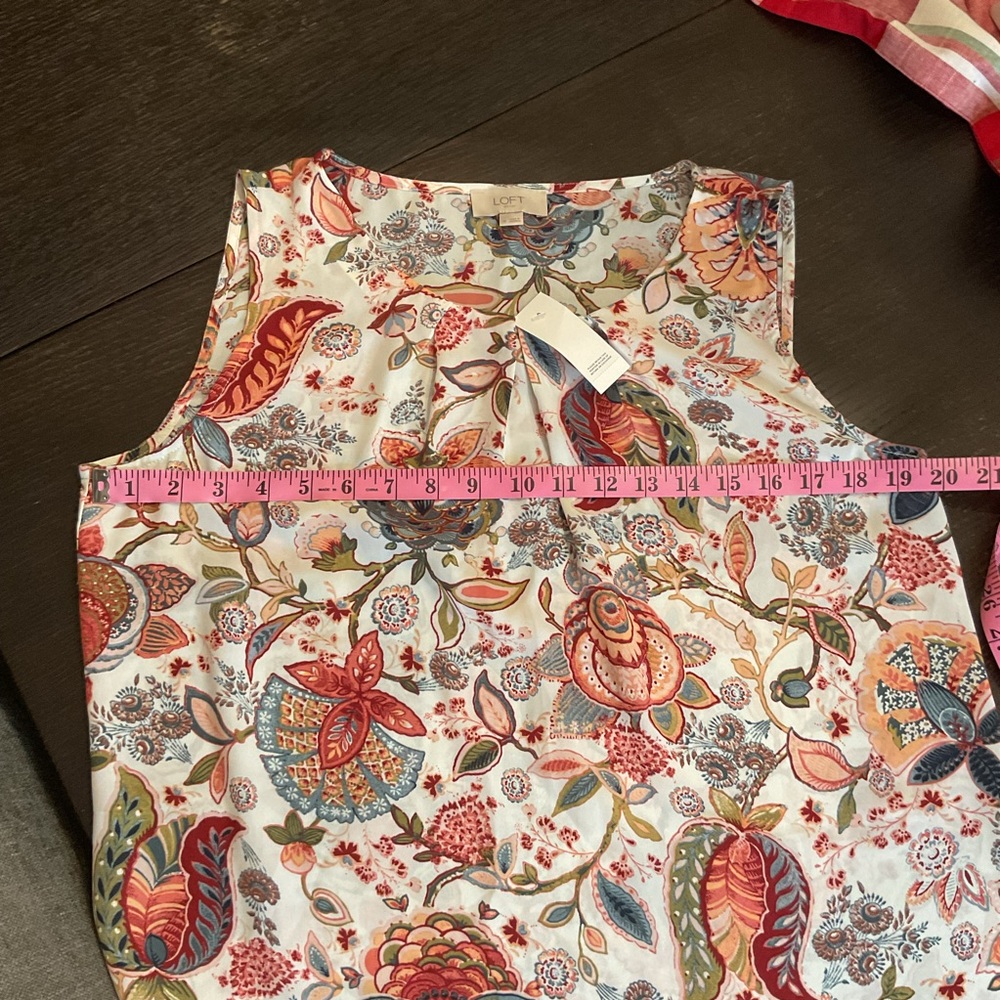 LOFT Floral Sleeveless Blouse - Maroon and Blue - Picture 5 of 6